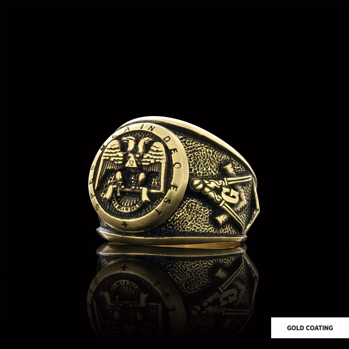 32nd Degree Masonic Ring, Two-Headed Eagle Ring, Engraved Freemason Ring, Masonic Symbol Signet Ring 32nd Degree Masonic Ring, Two-Headed Eagle Ring, Engraved Freemason Ring, Masonic Symbol Signet Ring
