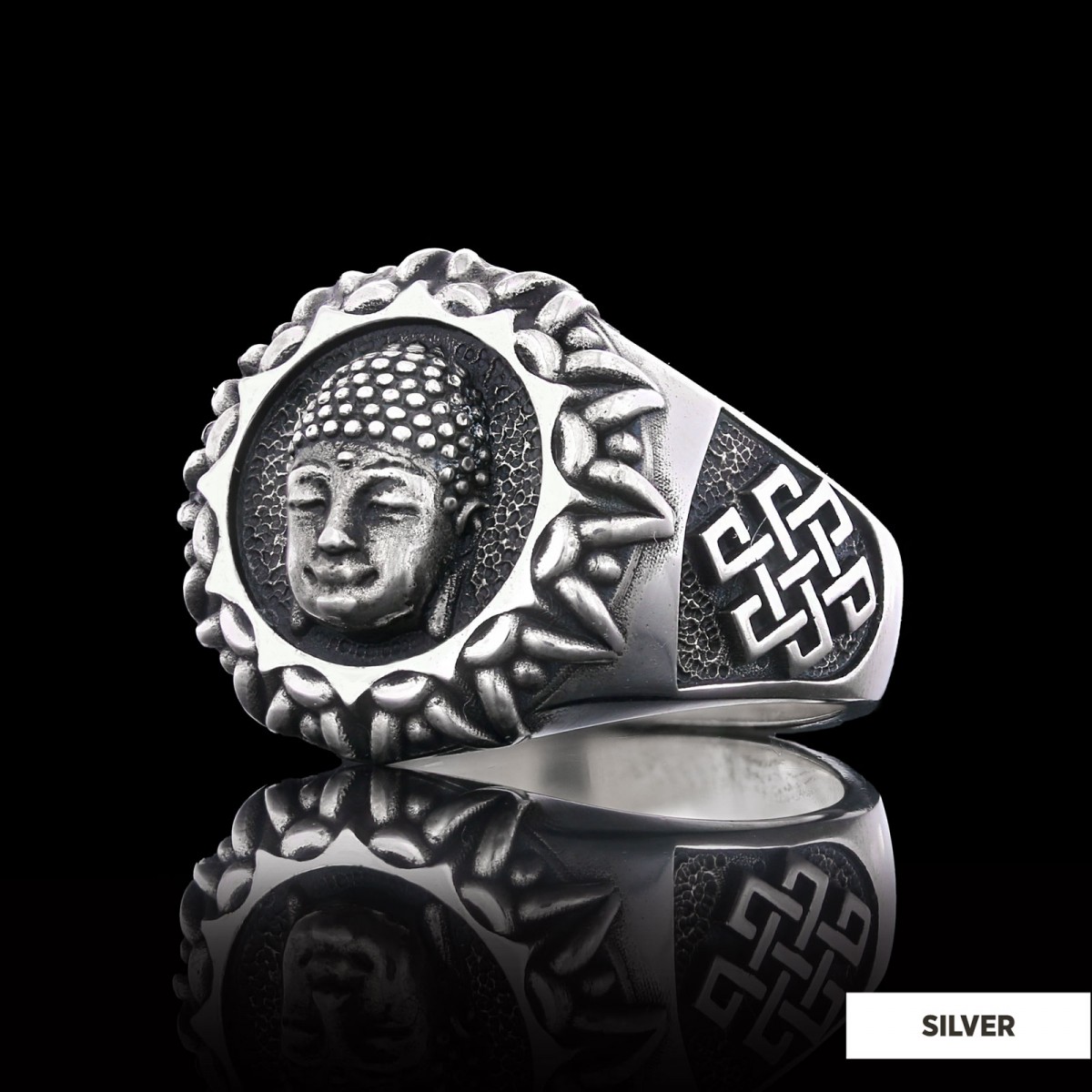 3D Buddha Ring, Om Buddha Ring, Hindu Ring, Shankha Buddha Ring, Endless Knot Ring, Meditation, Yoga, Buddhist Jewelry