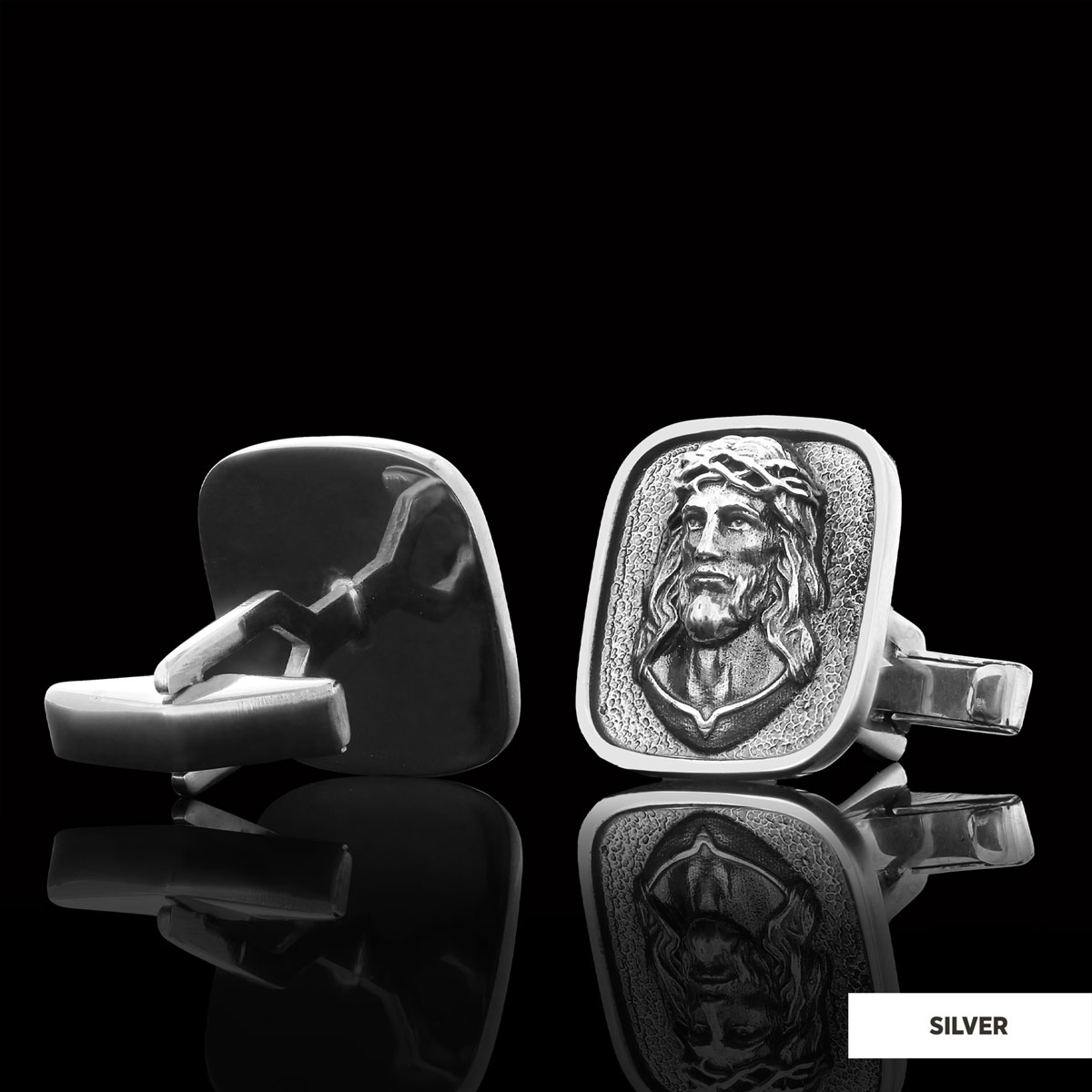 3D Silver Jesus Cufflinks, Religious Silver Cufflinks, Religious Christian Jewelry, Christ Accessory, Religious Gift