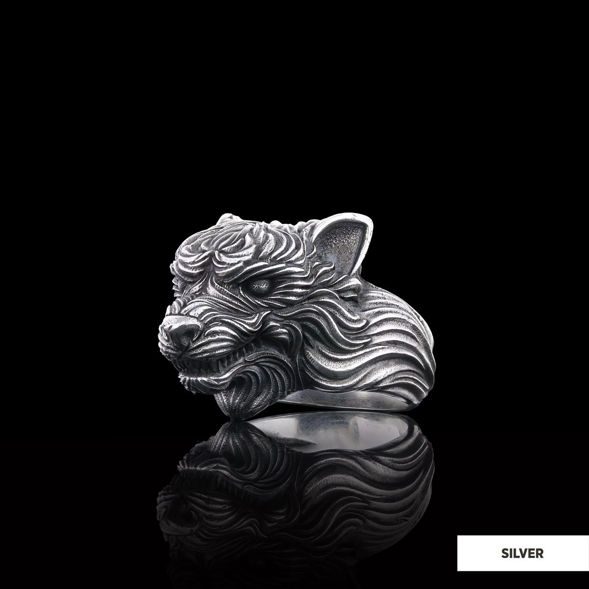 3D Wolf Head Ring, Silver Wolf Ring, Animal Jewelry, Gift for Her