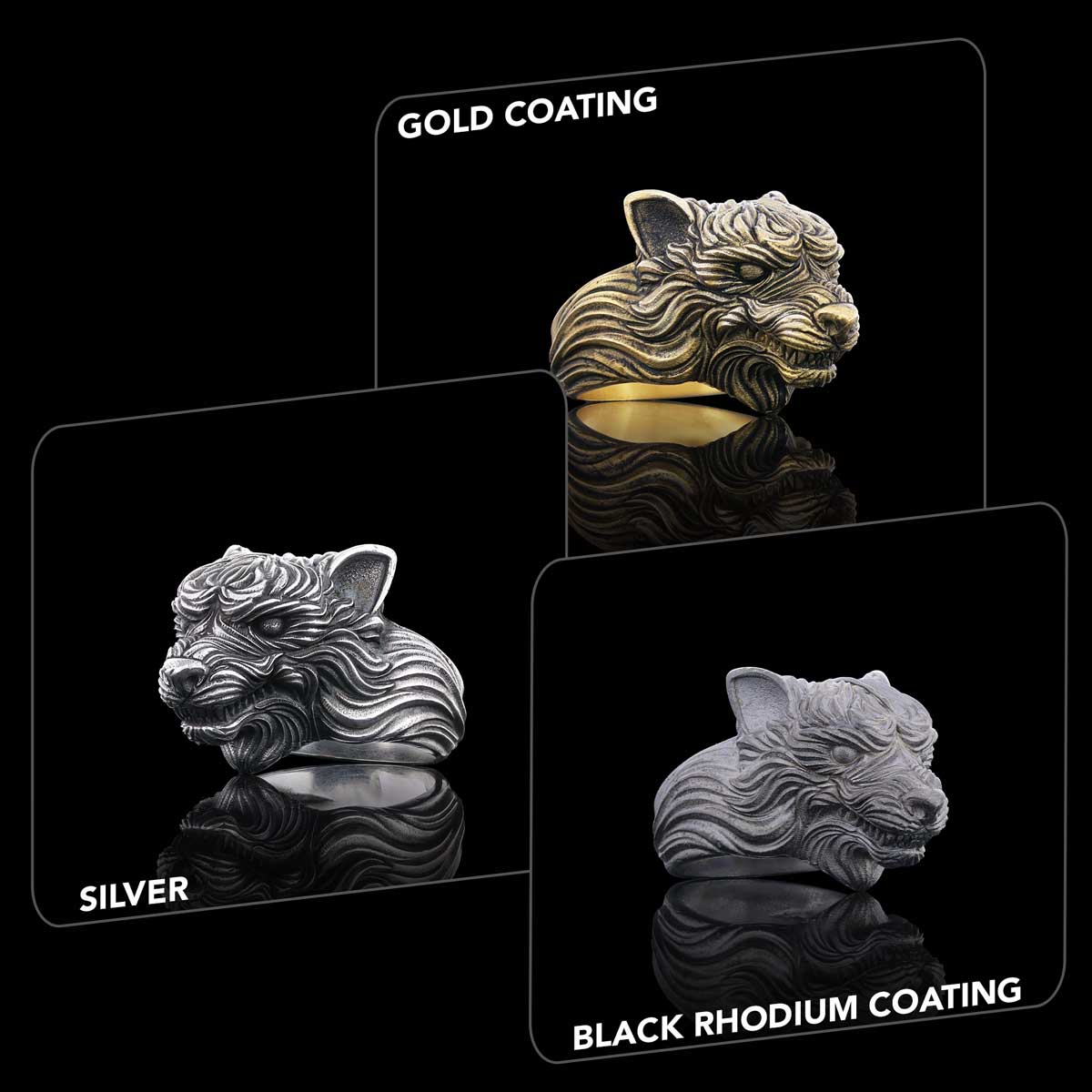 3D Wolf Head Ring, Silver Wolf Ring, Animal Jewelry, Gift for Her