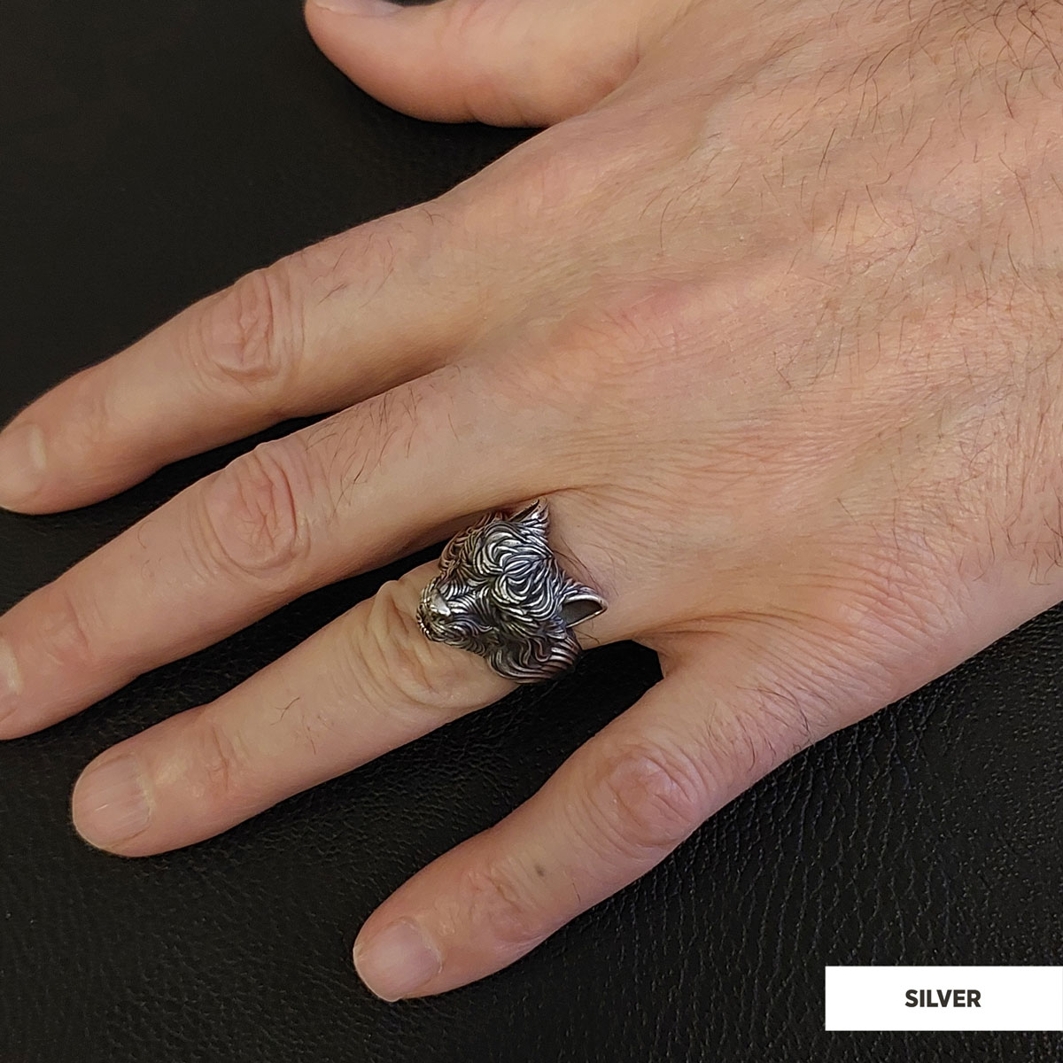 3D Wolf Head Ring, Silver Wolf Ring, Animal Jewelry, Gift for Her