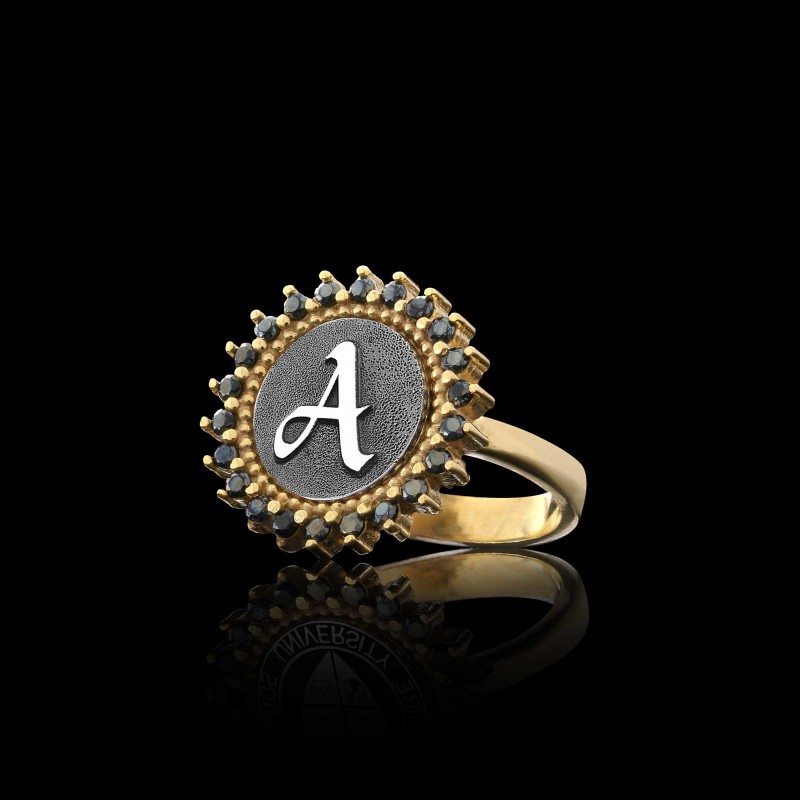 925 Sterling Monogram Letter A Women Ring