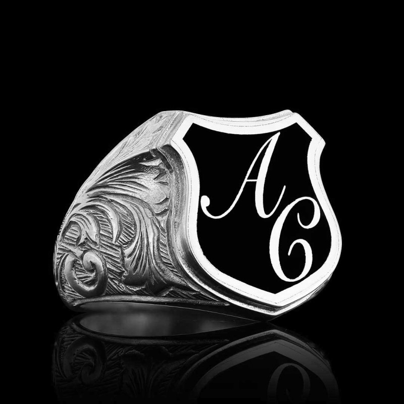 925 Sterling Silver A-C Letter Ring