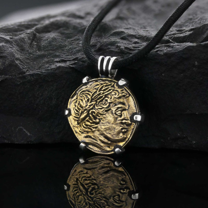 925 Sterling Silver Alexander the Great Coin Women Pendant