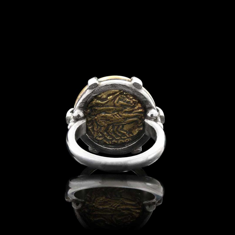925 Sterling Silver Alexander the Great Coin Women Ring
