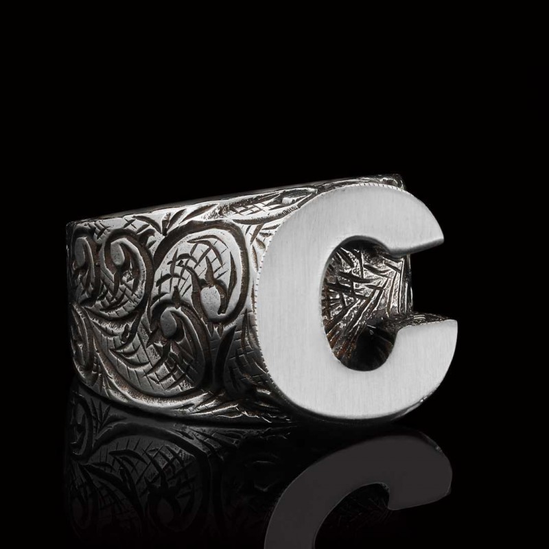 925 Sterling Silver C Letter Ring