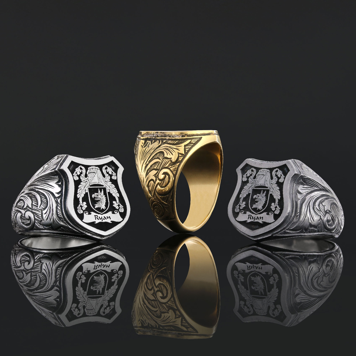 925 Sterling Silver Celtic Design Raised Family Ring