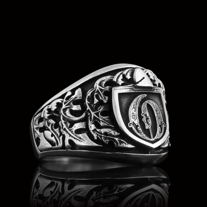 925 Sterling Silver Celtic O Letter Ring