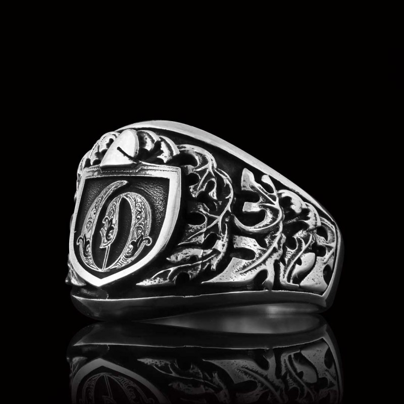 925 Sterling Silver Celtic O Letter Ring