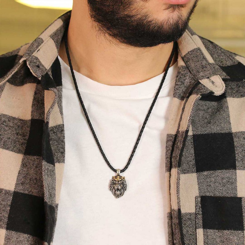 925 Sterling Silver Crown Lion Necklace