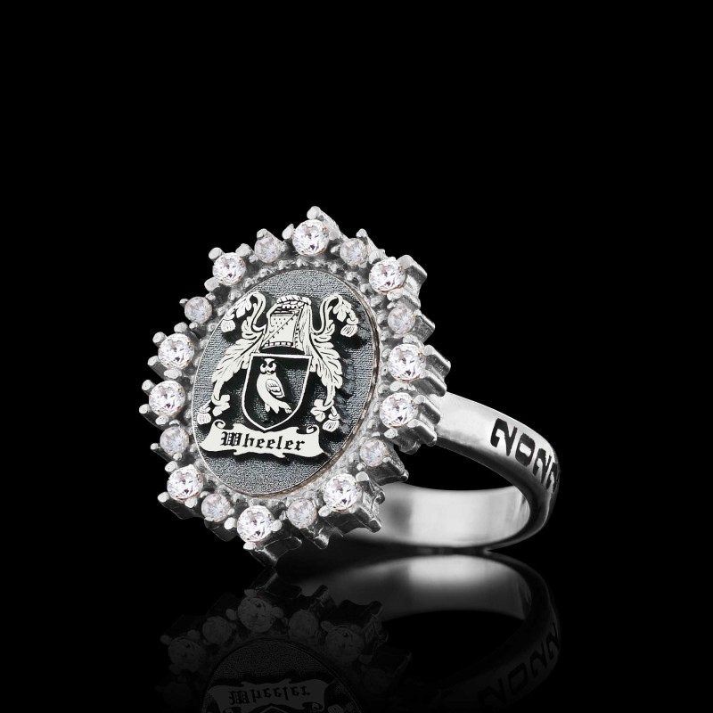 925 Sterling Silver Family Coat of Arms Symbol Women Ring
