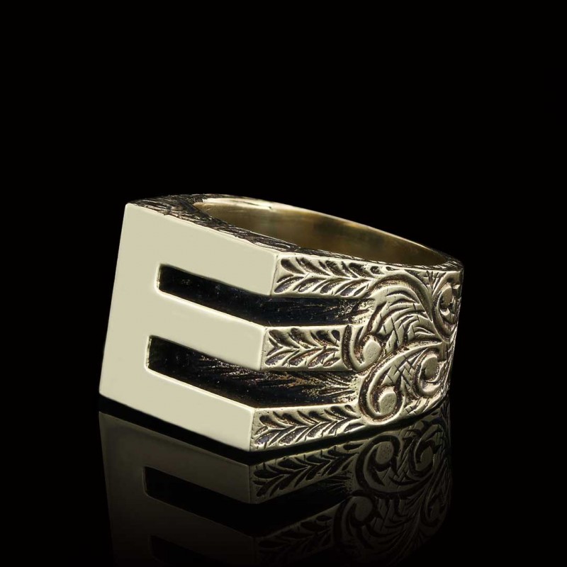 925 Sterling Silver Handmade Letter E Ring