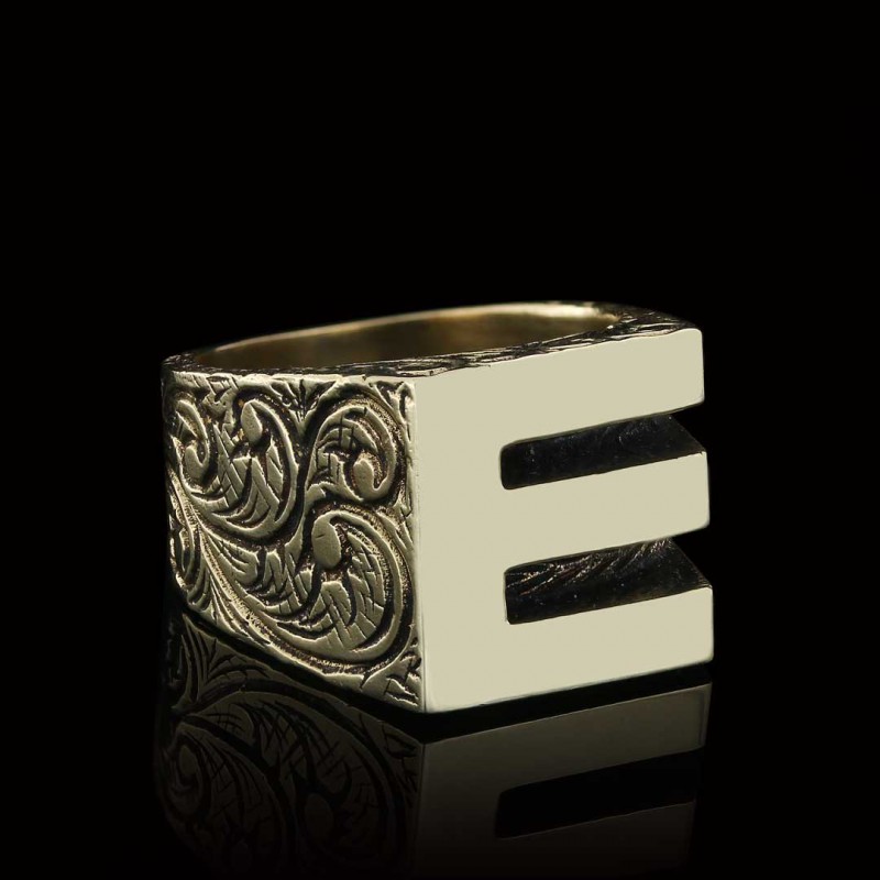 925 Sterling Silver Handmade Letter E Ring