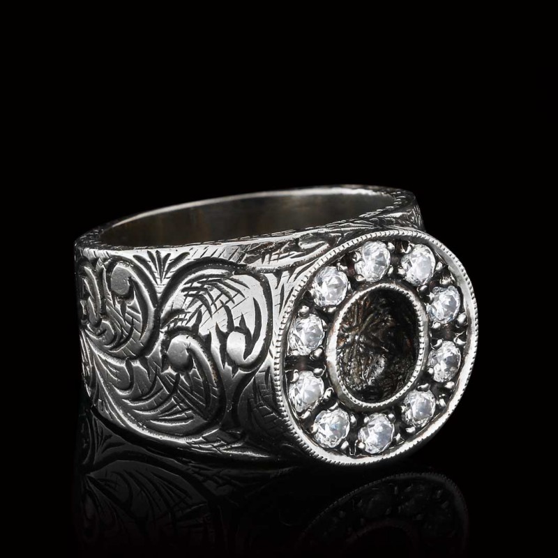925 Sterling Silver Handmade Monogram O Bold Alphabet Ring