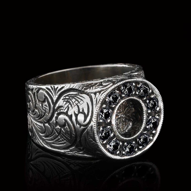 925 Sterling Silver Handmade Monogram O Bold Alphabet Ring