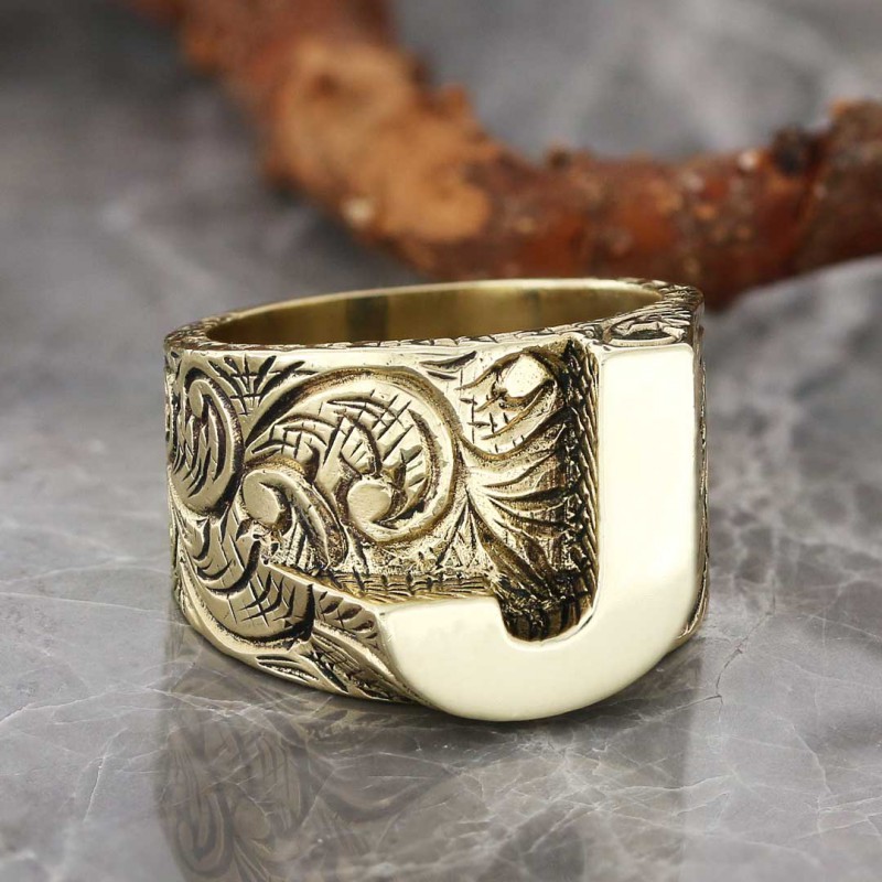 925 Sterling Silver J Letter Ring
