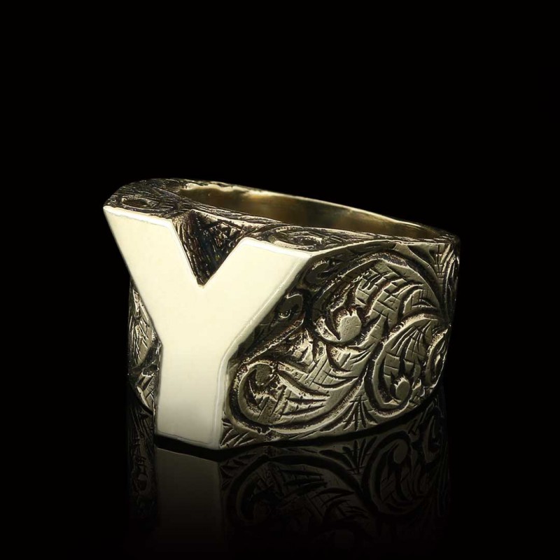 925 Sterling Silver Letter Y Alphabet Ring