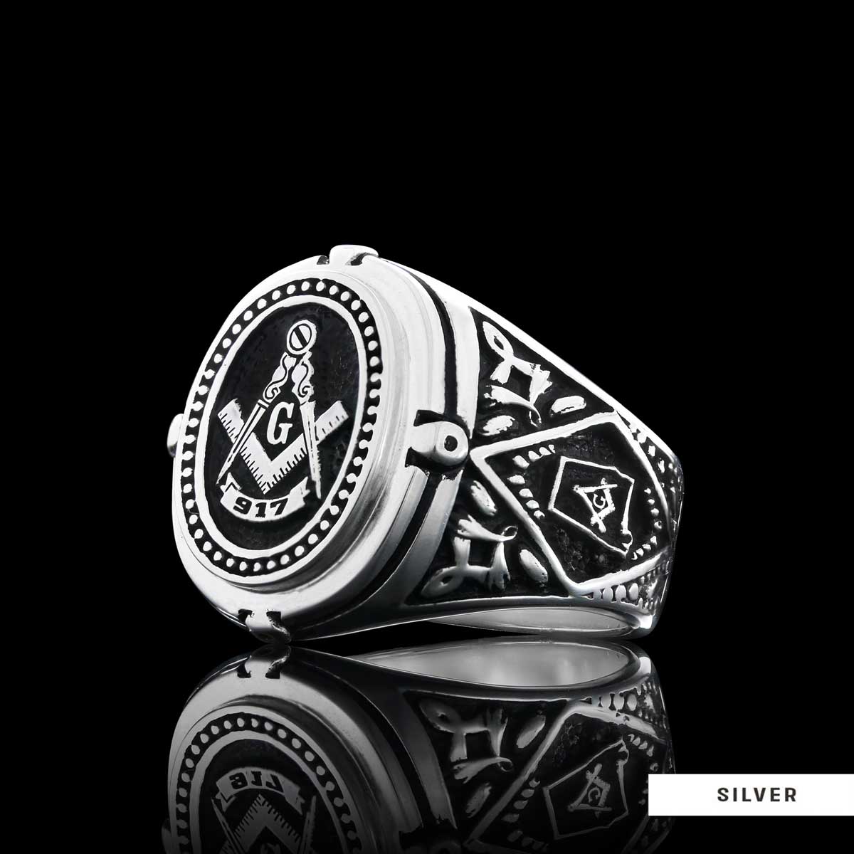 925 Sterling Silver Lodge Canada Masonic Ring - Main Image