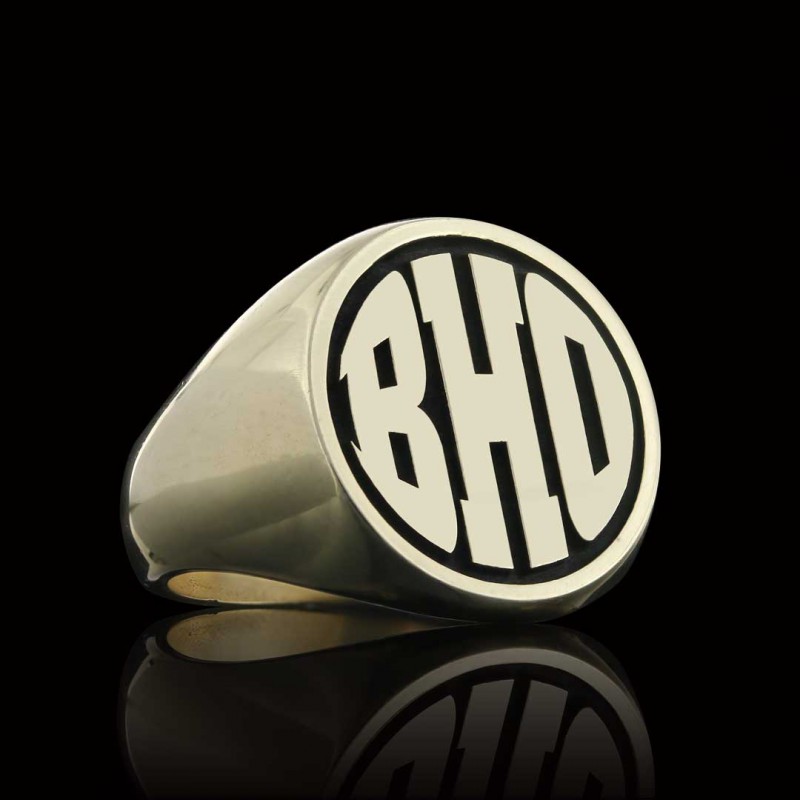 925 Sterling Silver Monogram BHO Letter Ring