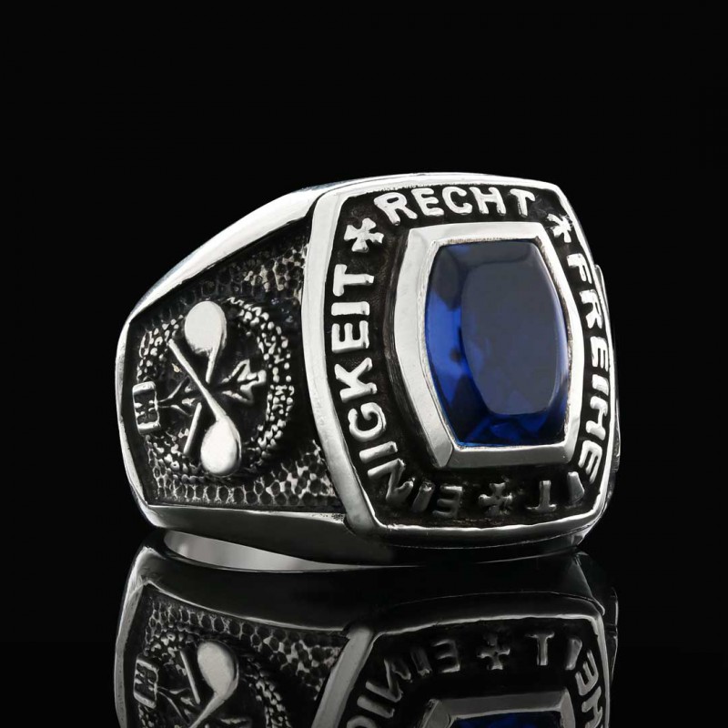 925 Sterling Silver Stony Einigkeit Recht Freiheit Germany Ring