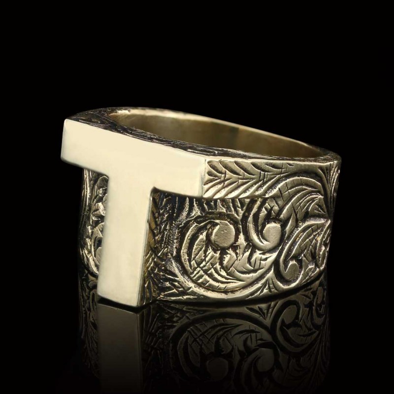 925 Sterling Silver T Letter Ring