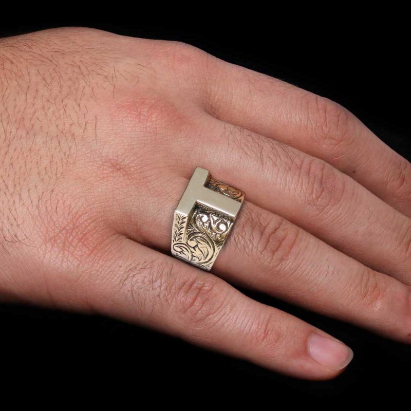 925 Sterling Silver T Letter Ring