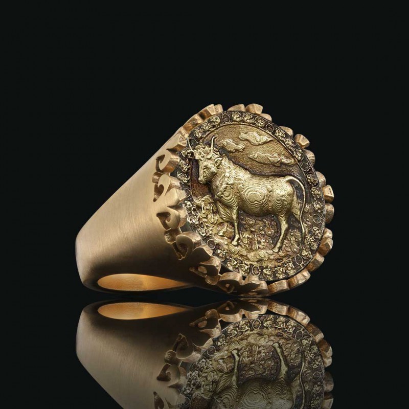 925 Sterling Silver Taurus Sign Ring
