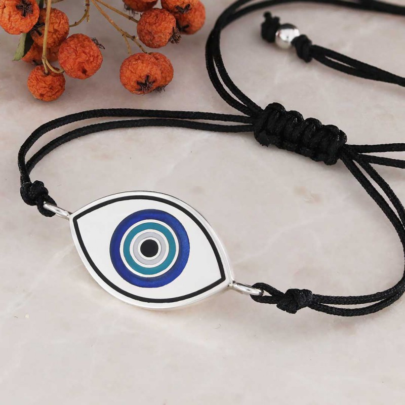 925 Sterling Silver Turkish Blue Evil Eye Beads Bracelet