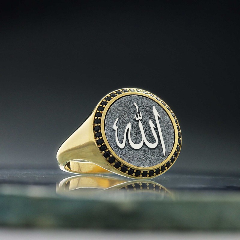 925 Sterling Special Design Round Silver Islamic Allah Women Ring