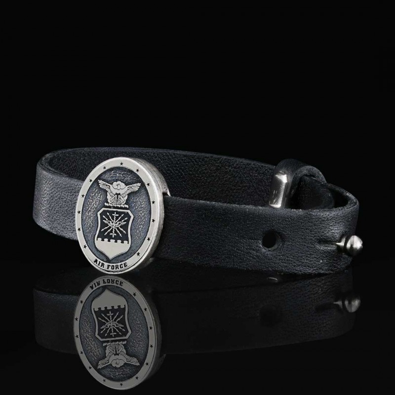 Custom Oval us Air Force Leather Bracelet