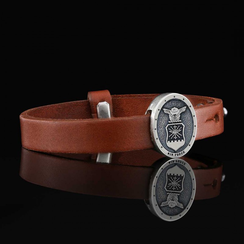 Custom Oval us Air Force Leather Bracelet