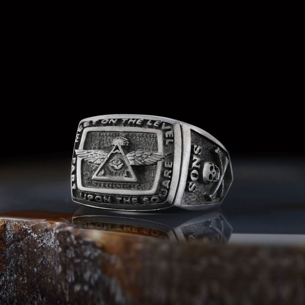 All Seeing Eye Ring, Signet Mason Ring, Mason Jewelry
