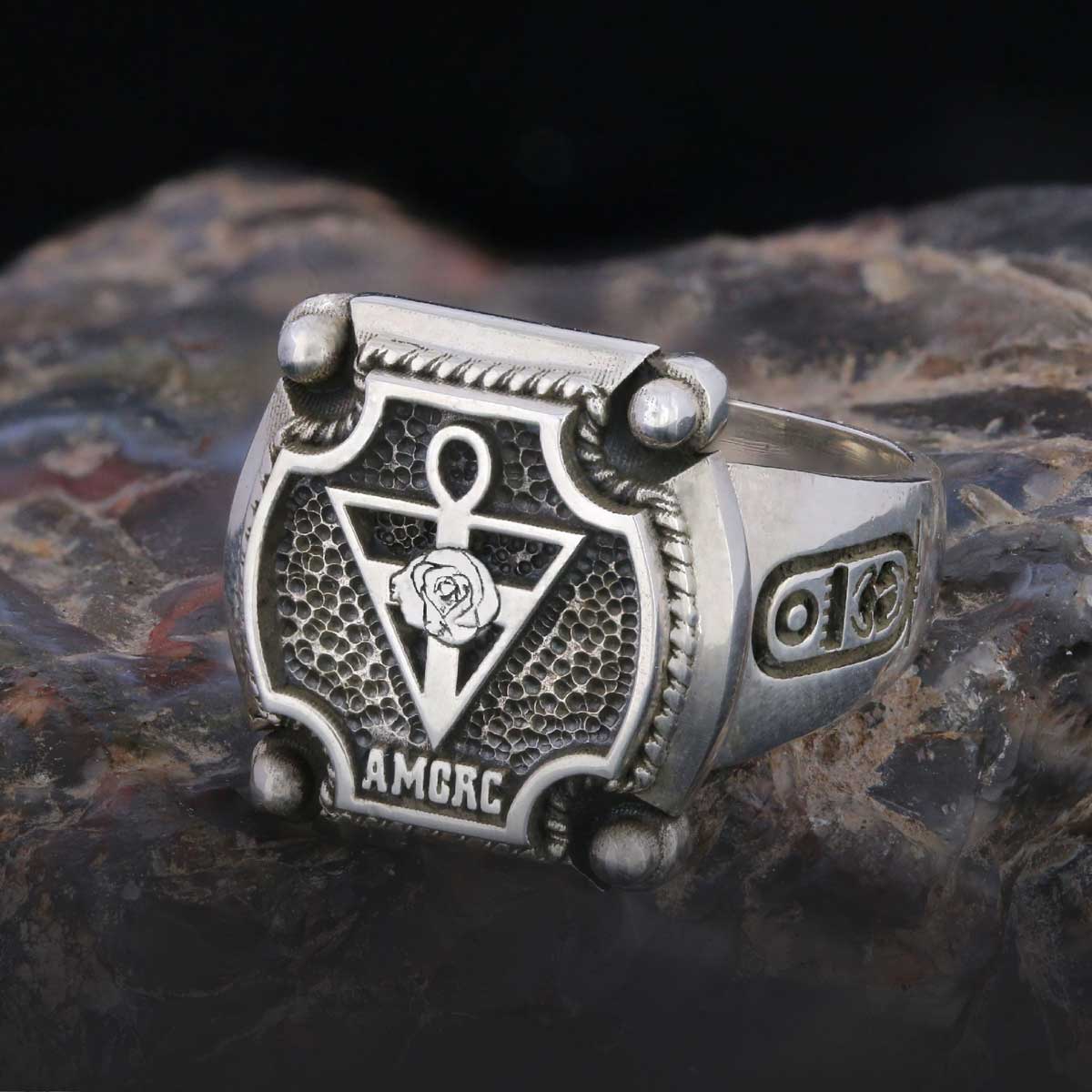 Amorc Jewelry, Spiritual Emblem of the AMORC Ring, Special Design Rose Crucis Silver Ring