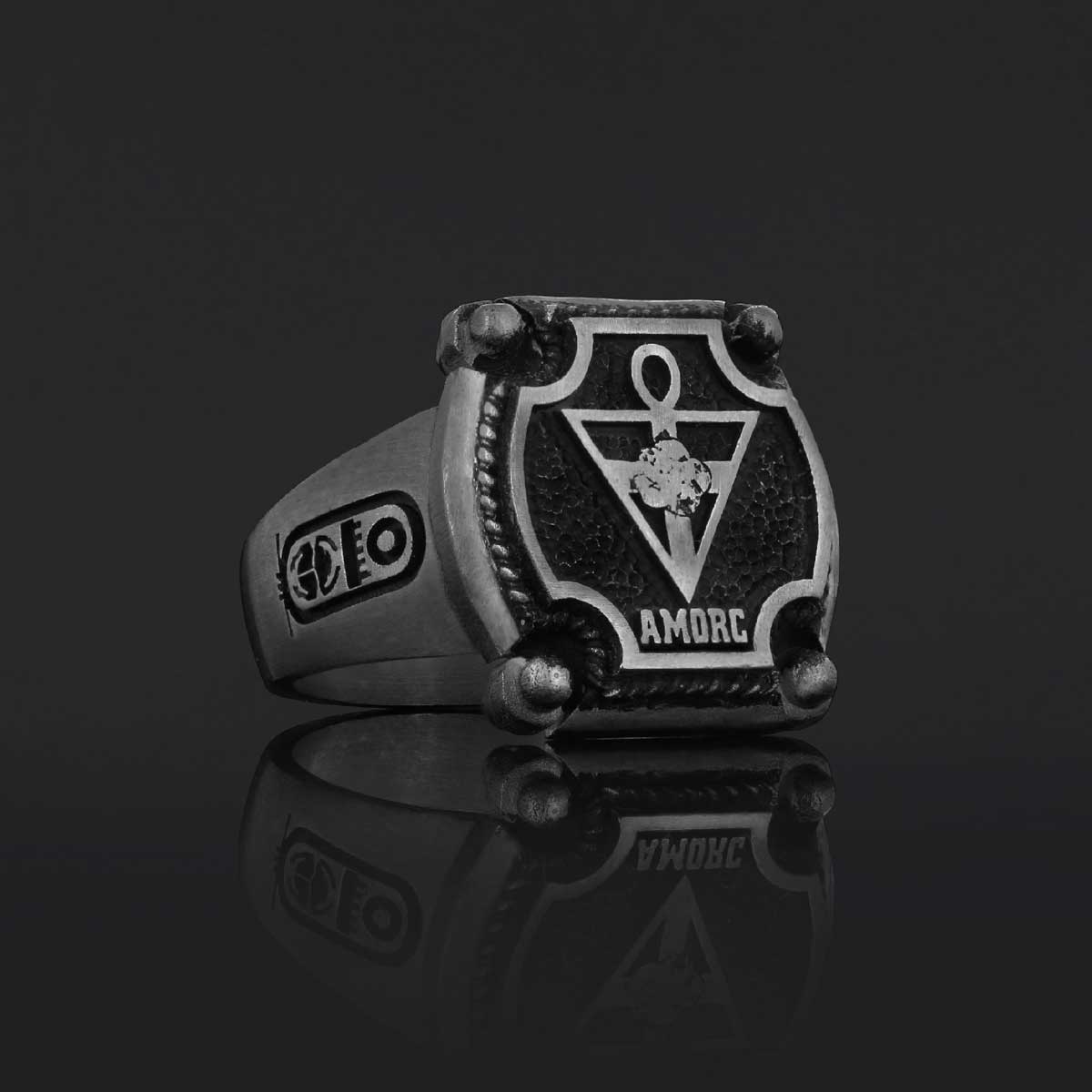 Amorc Jewelry, Spiritual Emblem of the AMORC Ring, Special Design Rose Crucis Silver Ring