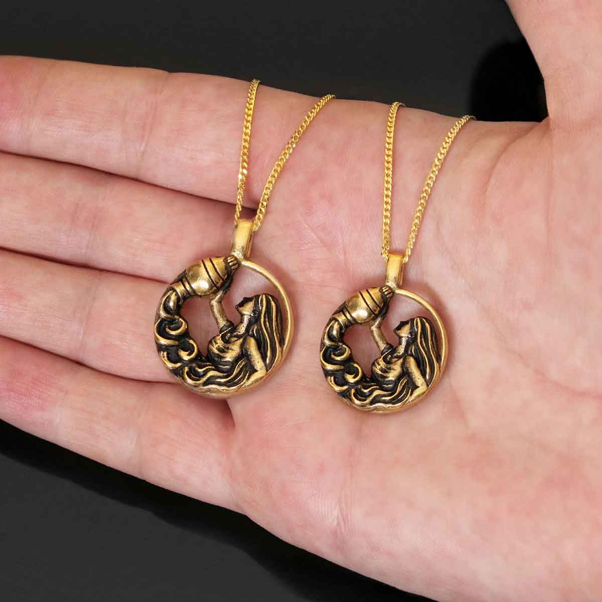 Aquarius Handmade Pendant, Sterling Silver Aquarius Necklace, Aquarius Jewelry, Horoscope Aquarius Necklace