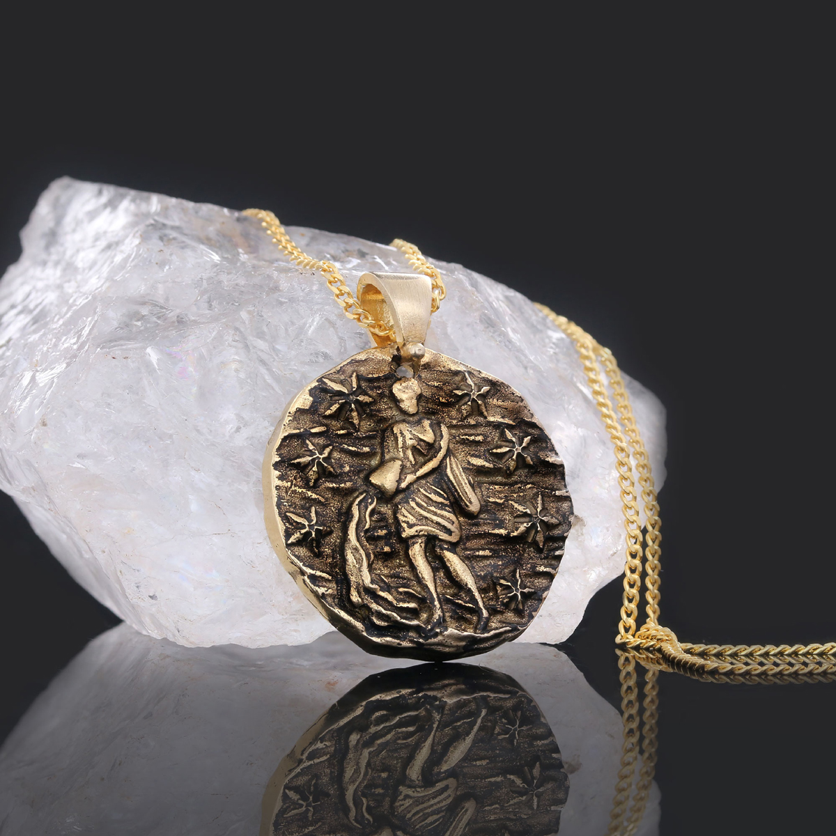 Aquarius Pendant, Unique Zodiac Jewelry, Sterling Silver Astrology Necklace, Water Bearer Charm, Gift for Aquarius