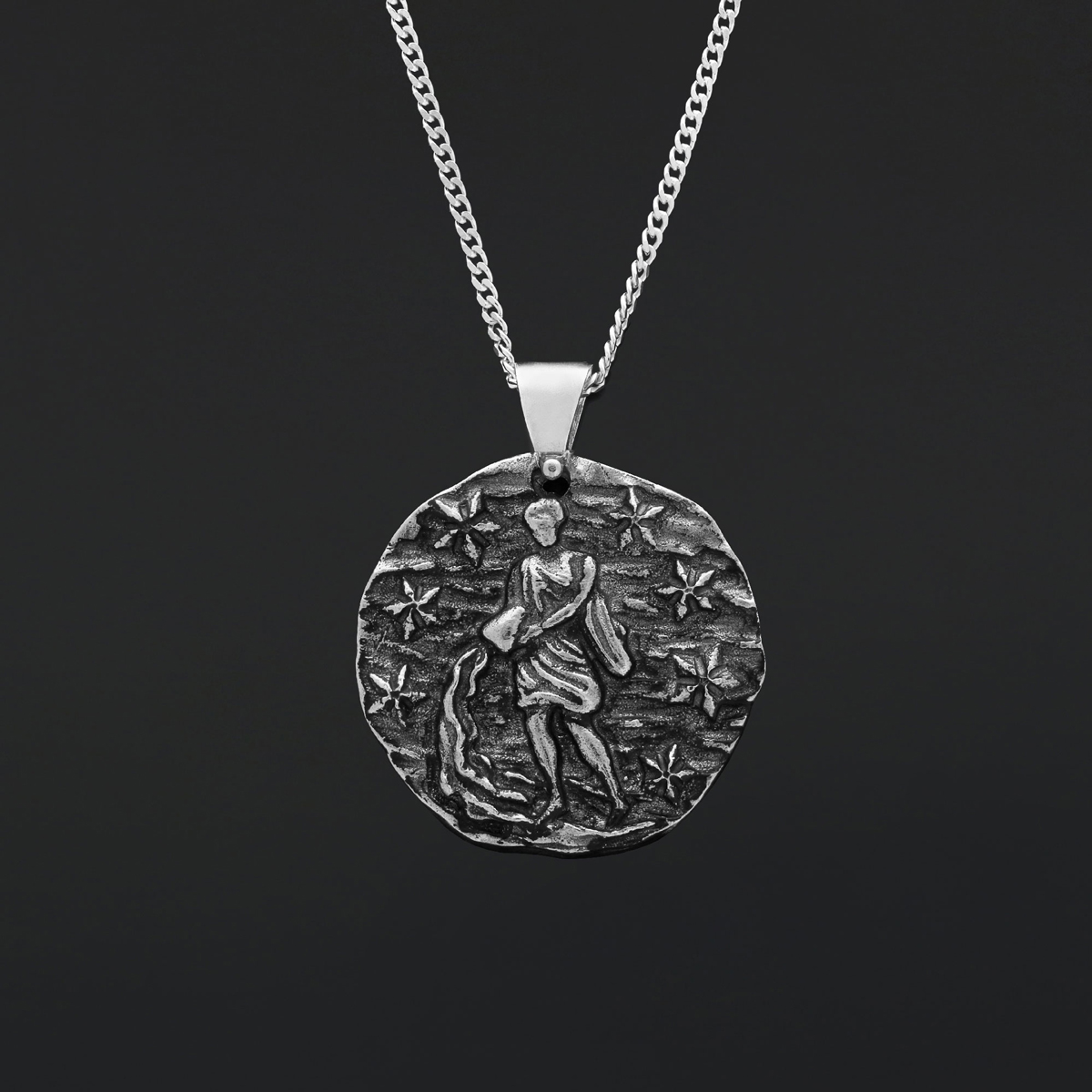 Aquarius Pendant, Unique Zodiac Jewelry, Sterling Silver Astrology Necklace, Water Bearer Charm, Gift for Aquarius
