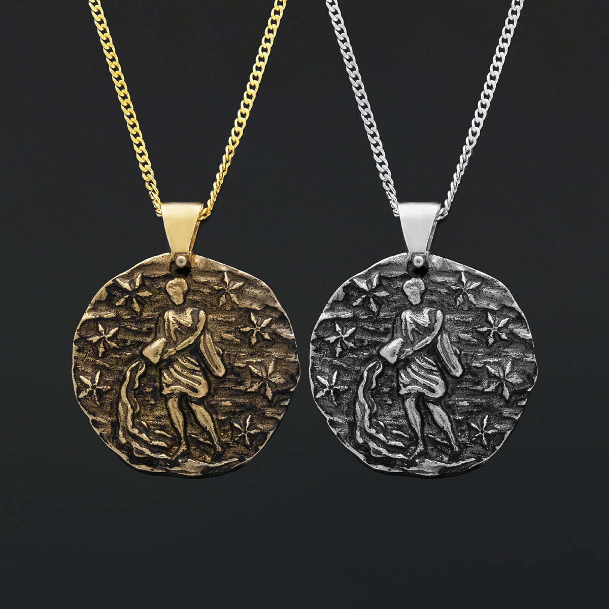 Aquarius Pendant, Unique Zodiac Jewelry, Sterling Silver Astrology Necklace, Water Bearer Charm, Gift for Aquarius