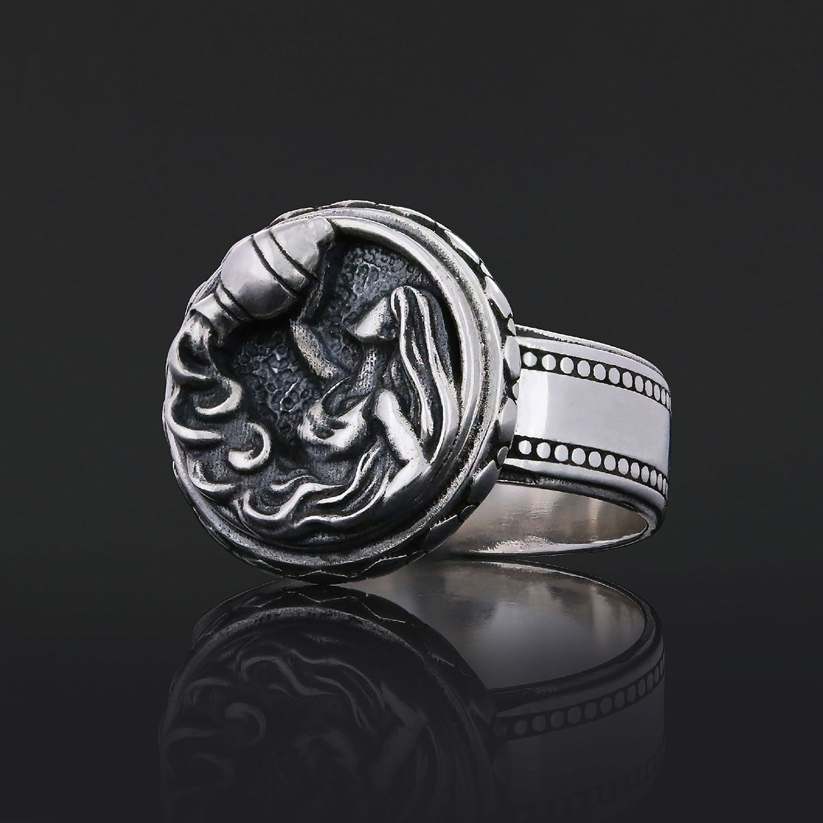 Aquarius Zodiac Silver Ring
