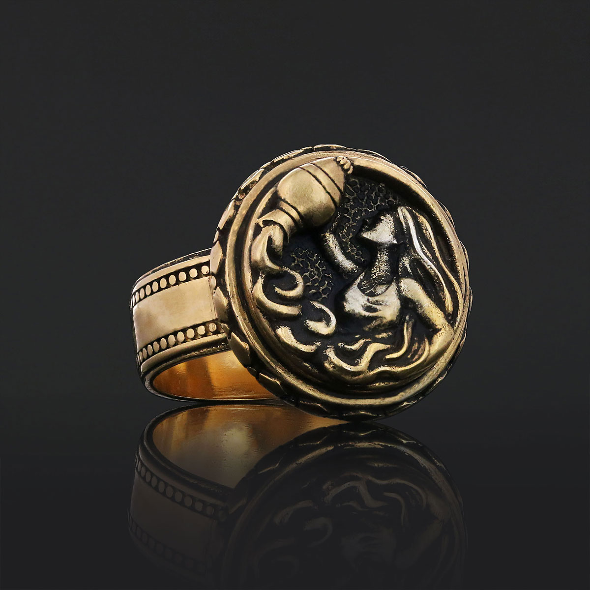 Aquarius Zodiac Silver Ring