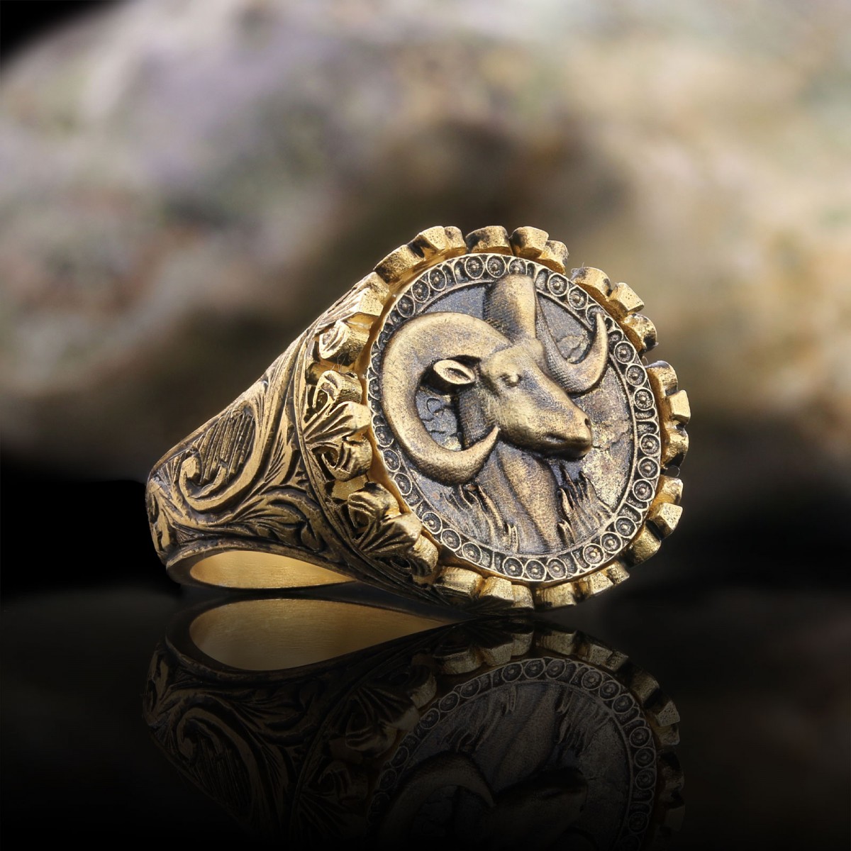 Aries Sign Ring, 925 Sterling Silver Aries Sign Ring