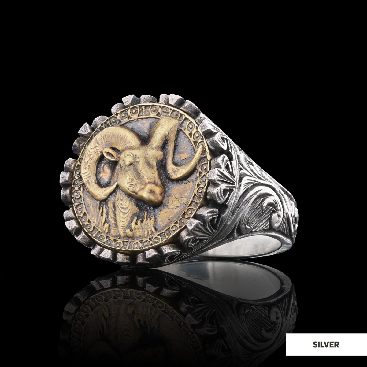 Aries Sign Ring, 925 Sterling Silver Aries Sign Ring