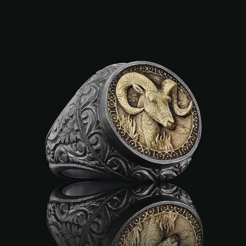 Aries Zodiac Silver Ring
