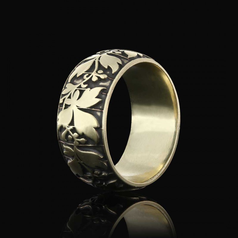Leaf Pattern Handcrafted Special Design Silver Wedding Ring