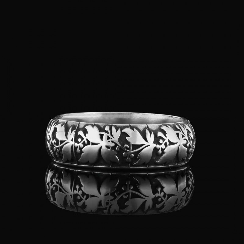 Leaf Pattern Handcrafted Special Design Silver Wedding Ring