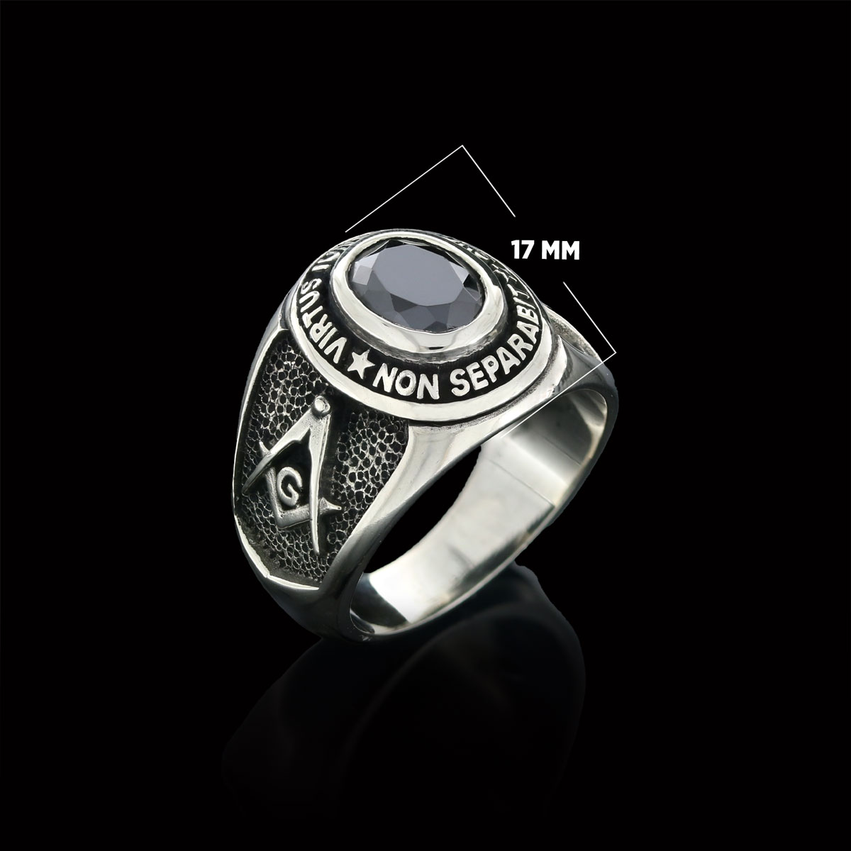 Blue Stone Masonic Round Ring, Mystic Guardian Mason Ring, Phantom Mason Ring