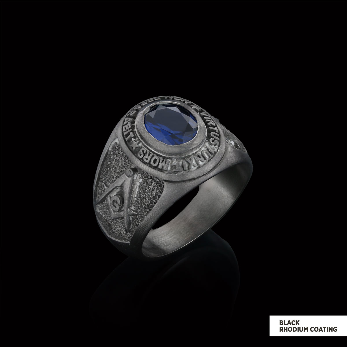 Blue Stone Masonic Round Ring, Mystic Guardian Mason Ring, Phantom Mason Ring