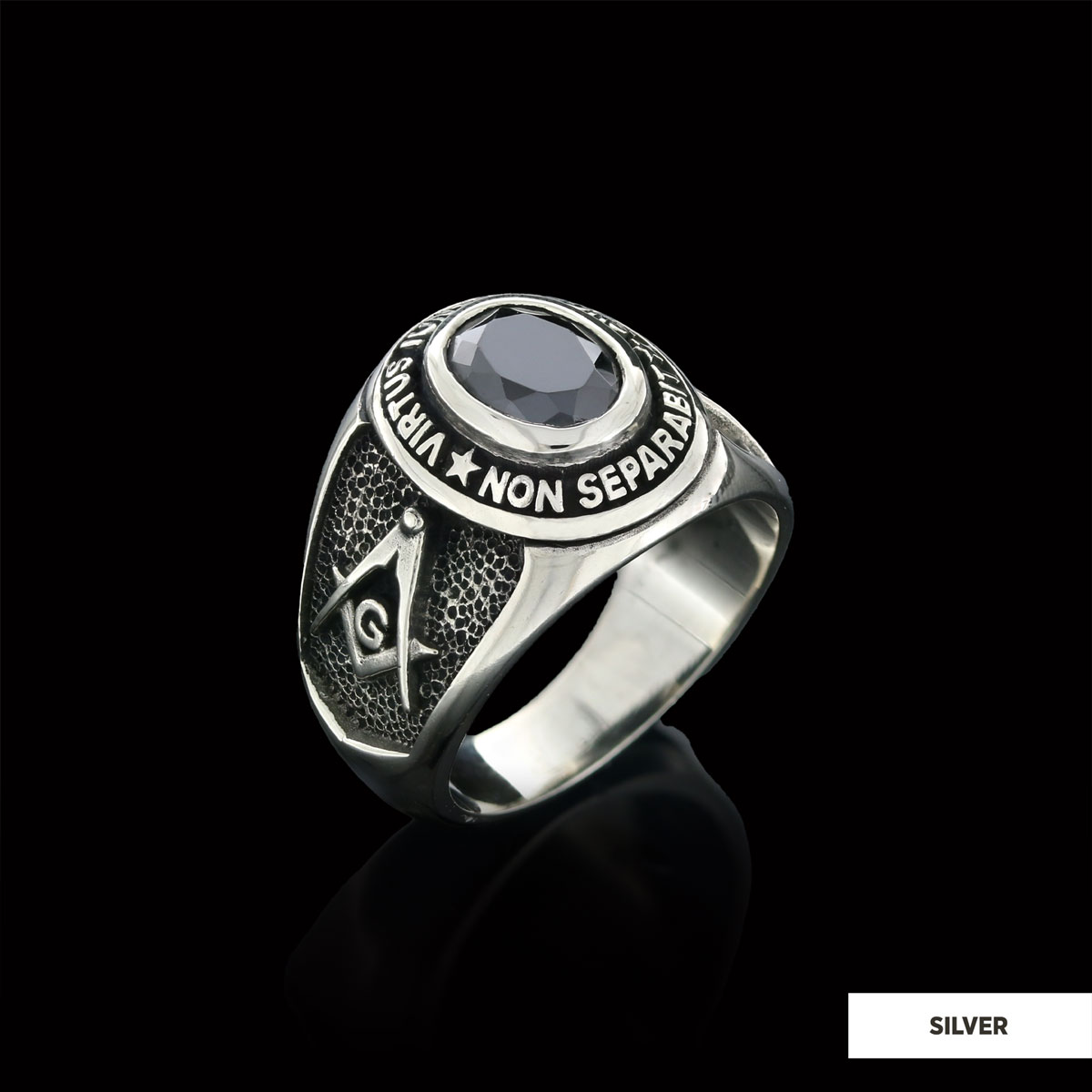 Blue Stone Masonic Round Ring, Mystic Guardian Mason Ring, Phantom Mason Ring