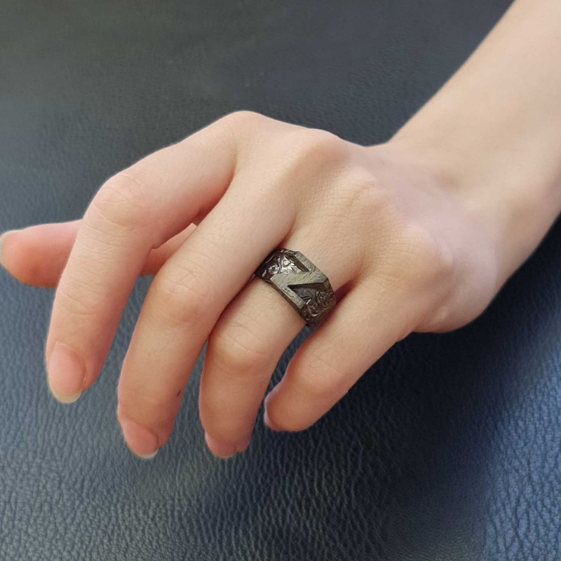 Bold Letter Z Monogram 925 Sterling Silver Women Ring